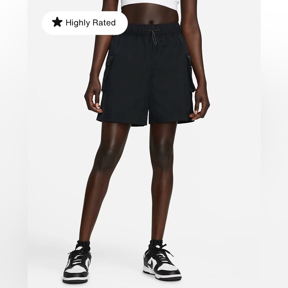 Nike Sportswear Essential Women's Woven High-Rise Shorts Size M Black DM6247-010 - Picture 7 of 13